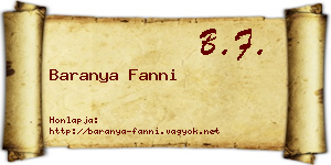 Baranya Fanni névjegykártya